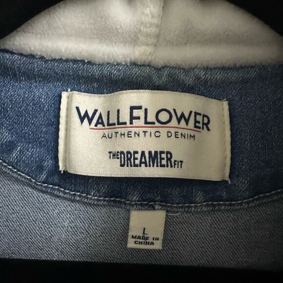 💥Wallflower The Dreamer Fit Knit Sleeve Jacket Junior sz Large Floral Boho denim - Picture 4 of 10